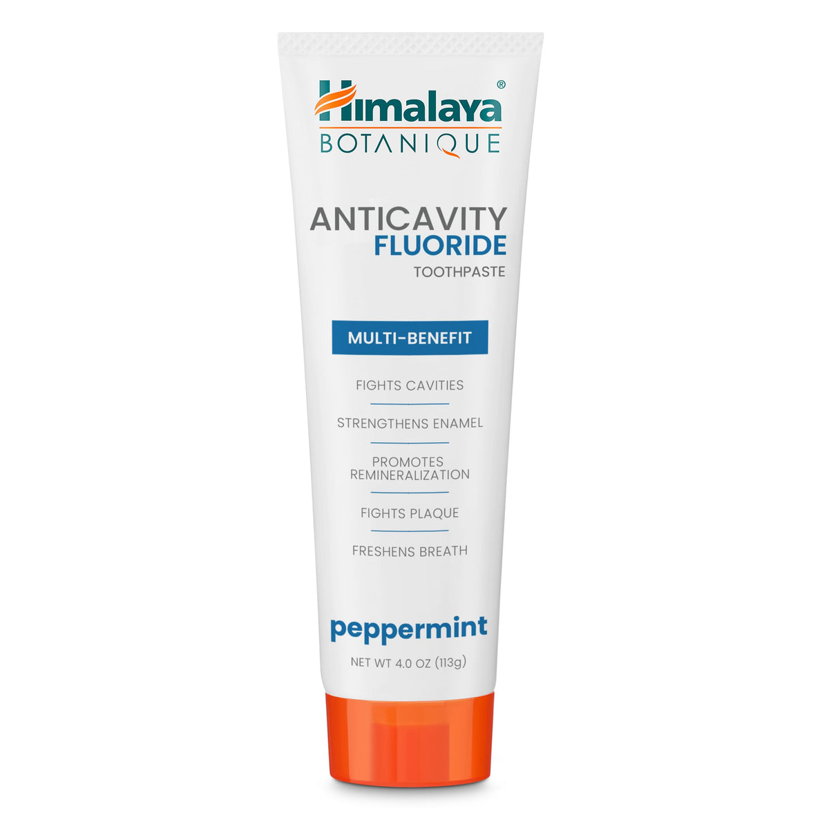 Himalaya Botanique Anticavity Fluoride Toothpaste, Fluoride with Multi-Benefit Support, Fights Cavities, Strengthens Enamel, Promotes Remineralization, Mint Flavor, 4 oz.