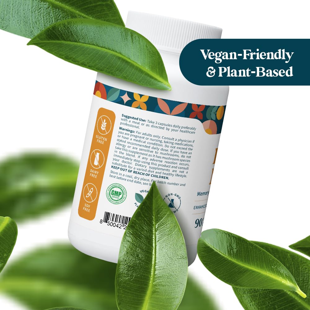Pattern Wellness Lion’s Mane Mushroom Supplement – 90 Vegan Capsules | Supplement Capsules for Cognitive & Focus Support – Enhanced Absorption