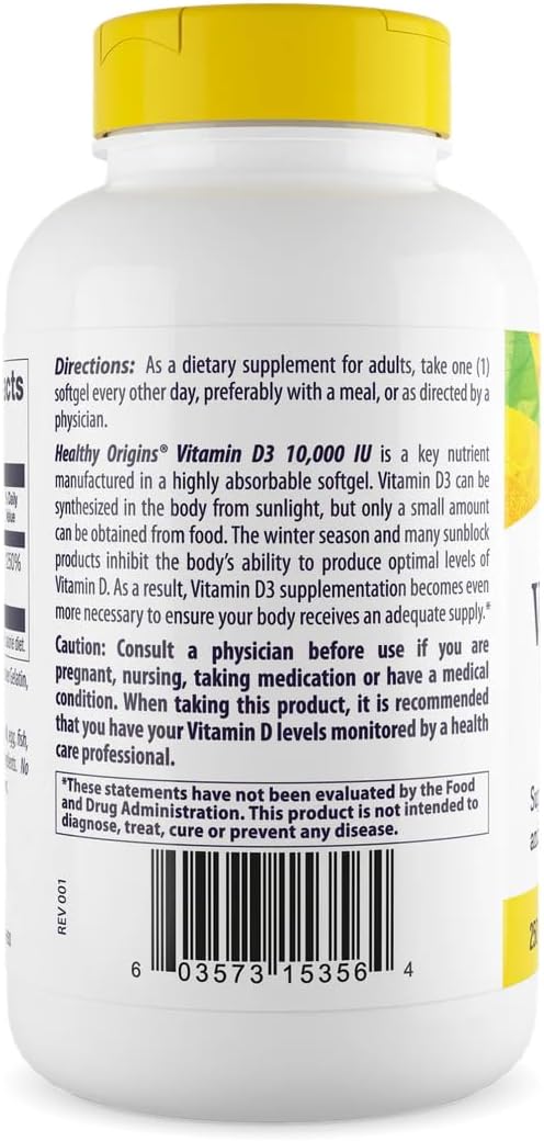 Healthy Origins Vitamin D3 10,000 IU 250 mcg, 360 Softgels