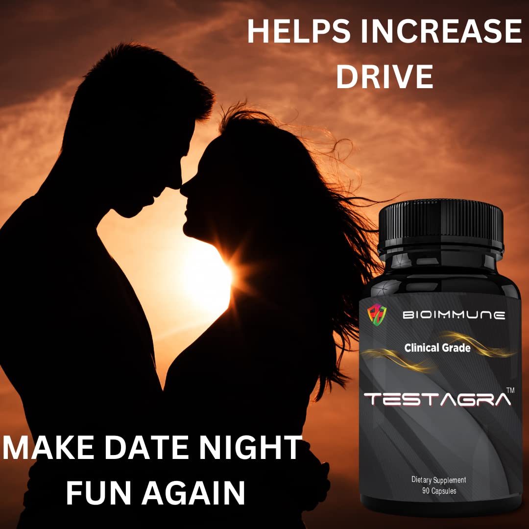 BioImmune TESTAGRA Testosterone Booster for Men. 10X Concentrated- 90 Capsules - Increase Lean Muscle Energy Drive Strength. Saw Palmetto, Tribulus, Tongkat Ali, Horny Goat Weed, Zinc