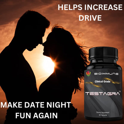 BioImmune TESTAGRA Testosterone Booster for Men. 10X Concentrated- 90 Capsules - Increase Lean Muscle Energy Drive Strength. Saw Palmetto, Tribulus, Tongkat Ali, Horny Goat Weed, Zinc