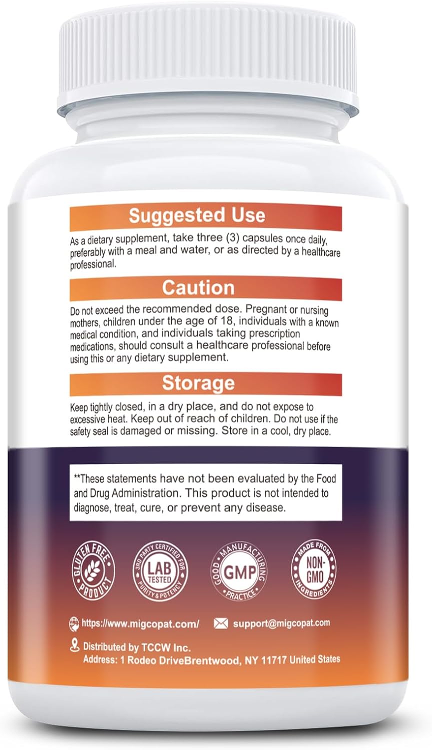 Migcopat R-Alpha Lipoic Acid 600mg, Neuropathy Supplements with ALCAR, NAC, Magnesium, Active B-Vitamins | Antioxidant for Energy & Nervous System Support, Non-GMO, Gluten Free, Vegan, 120 Capsules