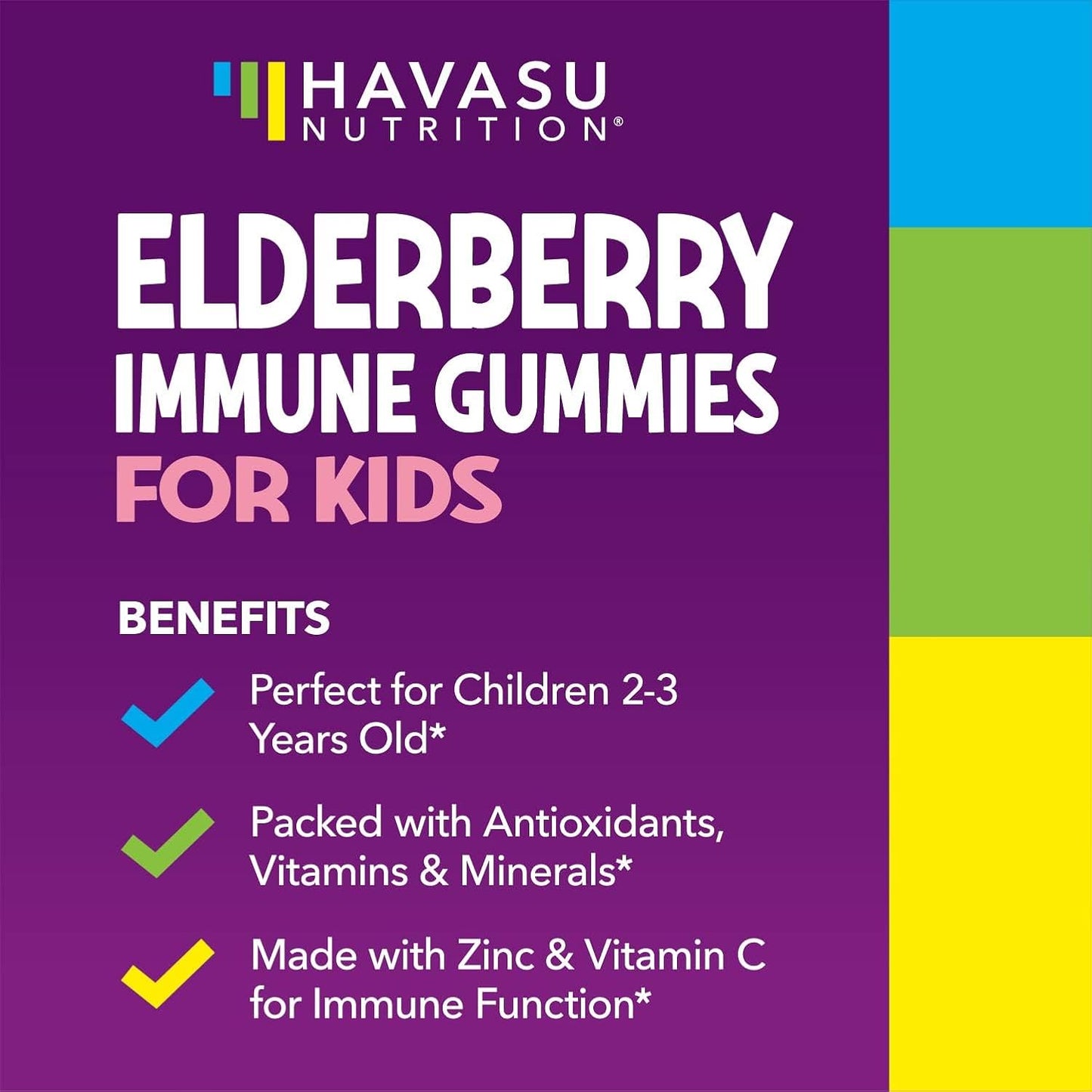 Elderberry Gummies for Kids with Vitamin C & Zinc, Berry, 30 Servings | Vegan, Non-GMO, Gluten Free Immune Support for Children, Daily Defense with Antioxidants & Essential Nutrients, 60 Count