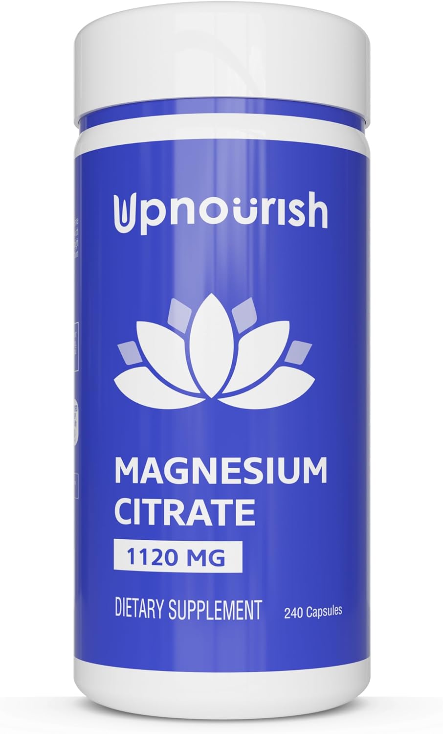 UpNourish Pure Magnesium Citrate (Citrato de Magnesio) 1120mg, 240 Capsules - High Absorption Magnesium Supplement for Women & Men - Natural Calm Magnesium for Constipation, Relax, Cramp Defense