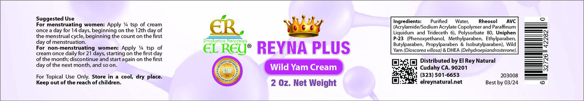 Productos Naturales El Rey Reyna Plus - Wild Yam Cream (Women´s Hormone Support)