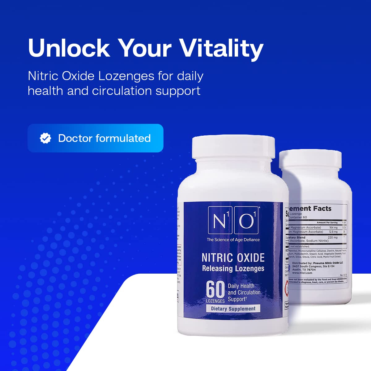 N1O1 Nitric Oxide Lozenges for Heart Health Support - Dietary Supplement