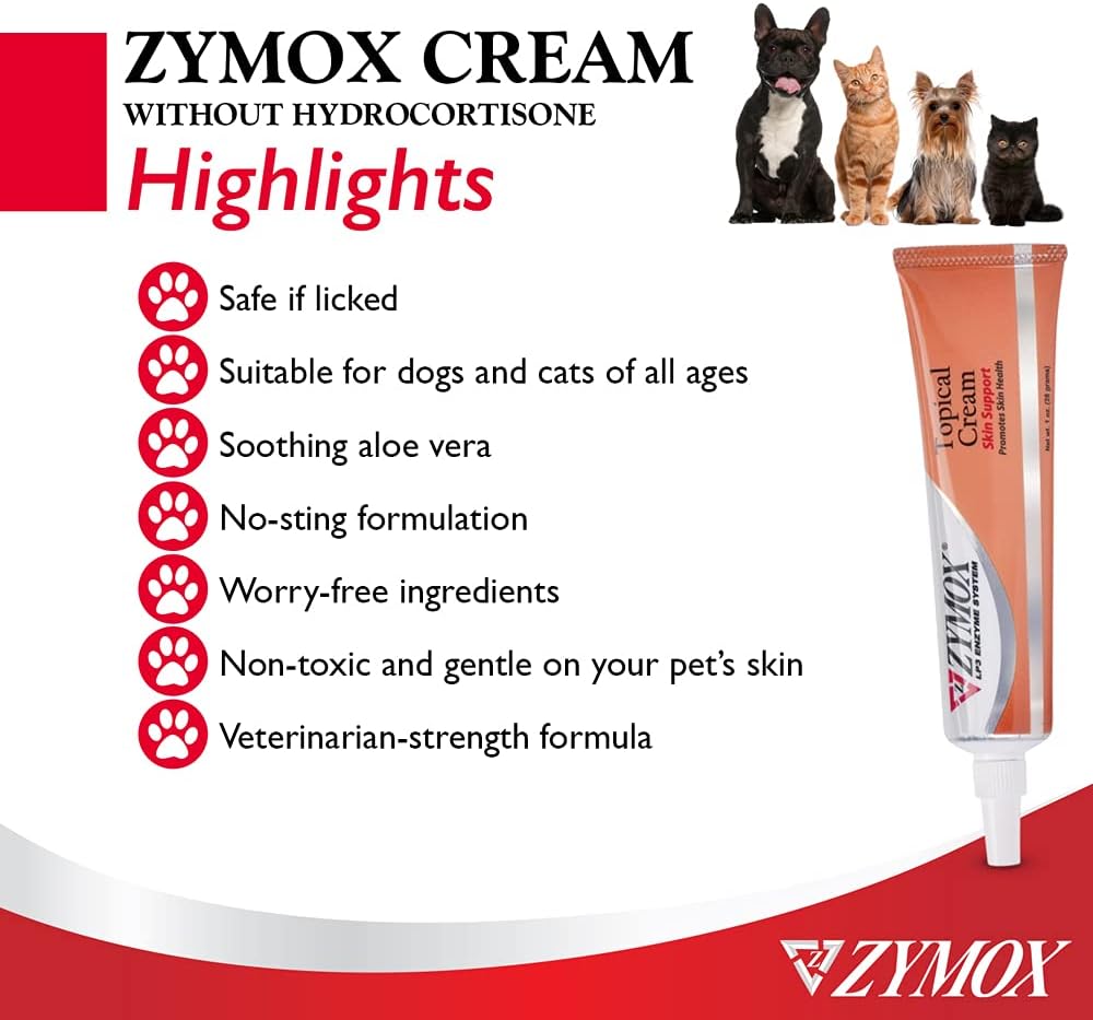 ZYMOX Veterinarian Strength Topical Cream for Dogs and Cats, 1oz