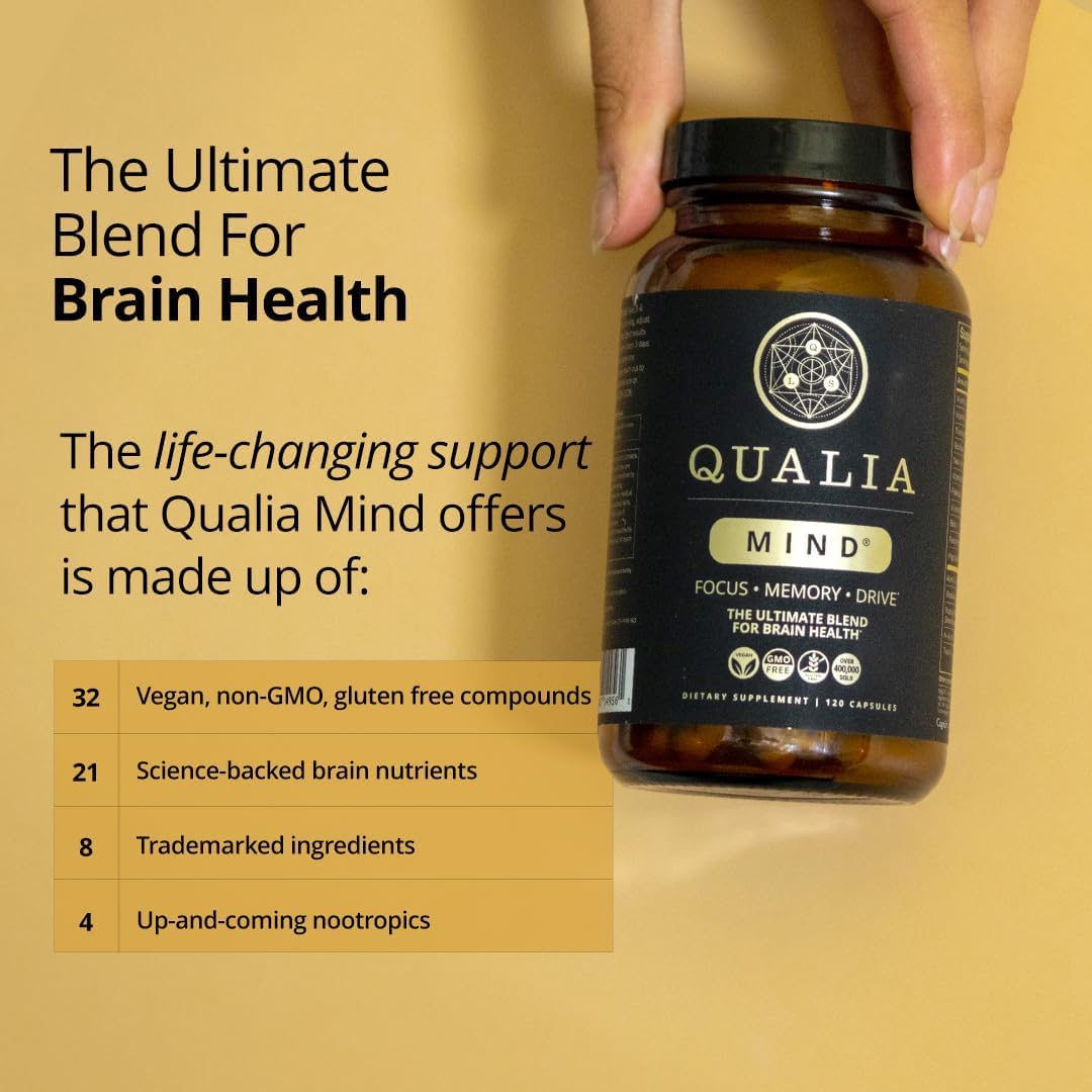 Qualia Mind | The Ultimate Blend for Brain Health* | Doctor-Formulated Nootropic to Fuel Focus & Concentration* | Supports Long Term Brain Health| Maintain Drive & Productivity