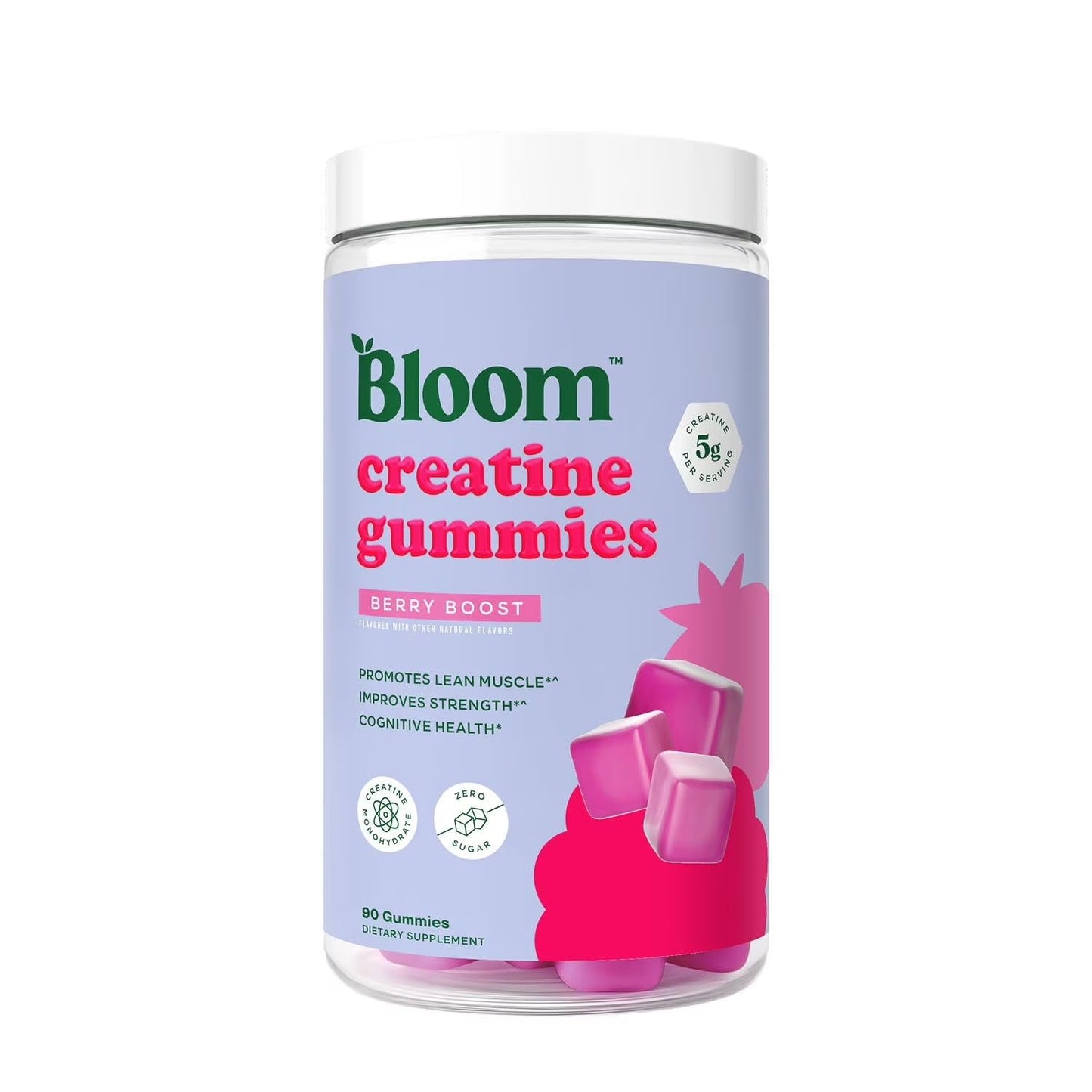 Bloom Nutrition Creatine Monohydrate Gummies, Berry Boost, 12 Servings | 5g Per Serving, Sugar Free Creatine Gummy for Workout, Strength, Cognitive Health & Lean Muscle Support, Gluten Free, Non GMO