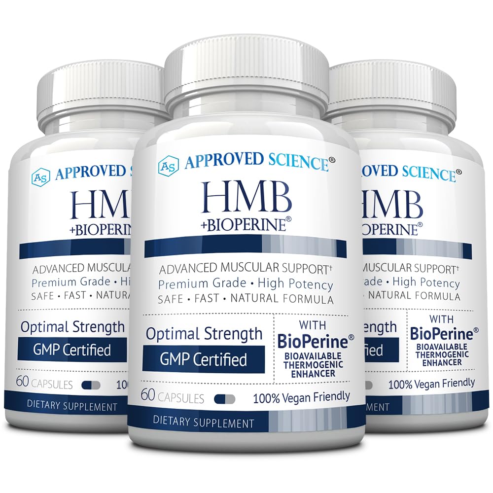 Approved Science HMB - 1500mg High Potency HMB Supplement with Calcium & BioPerine for Absorption - Muscle Health & Exercise Performance - 60 Vegan Capsules - 1 Month Supply