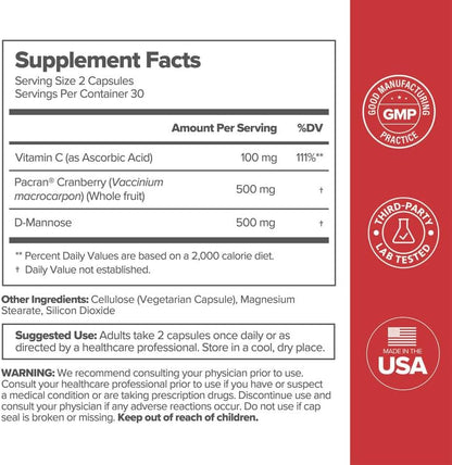 URO Urinary Tract Health Supplement with Pacran Cranberry – 30-Day Supply