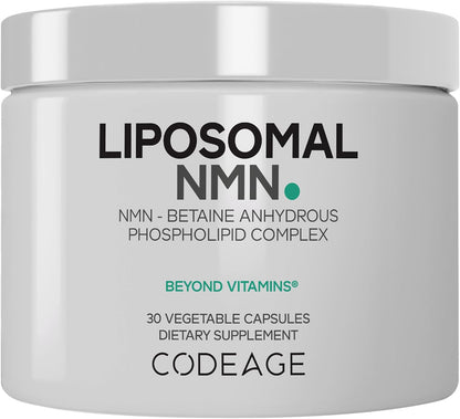 Codeage Liposomal NMN & TMG Supplement - Nicotinamide Mononucleotide NAD+ Precursor, Betaine Anhydrous Trimethylglycine TMG - NSF Certified -Non-GMO - 30 Capsules