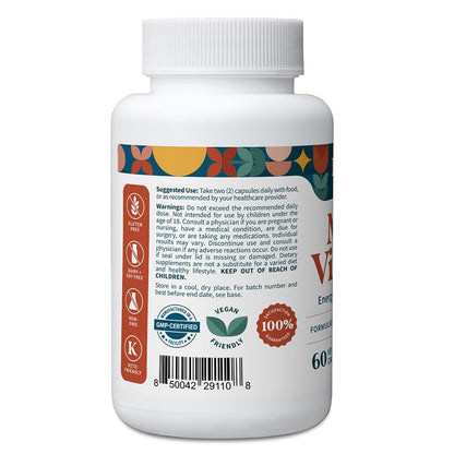 Pattern Wellness Multivitamin for Men & Women – 60 Vegan Capsules | Vitamin A, B, C, D, E – Supports Energy & Wellness – Whole Body Health – Daily Multivitamin Supplement