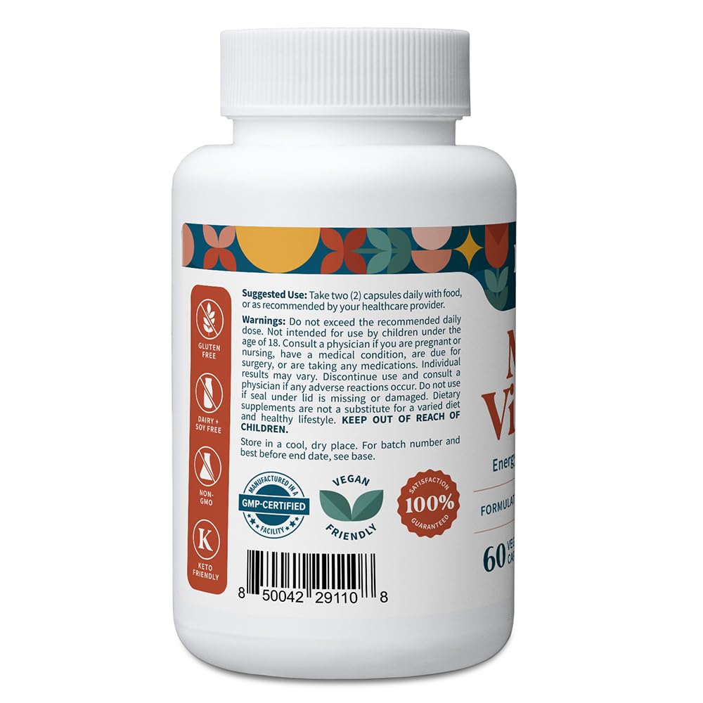 Pattern Wellness Multivitamin for Men & Women – 60 Vegan Capsules | Vitamin A, B, C, D, E – Supports Energy & Wellness – Whole Body Health – Daily Multivitamin Supplement