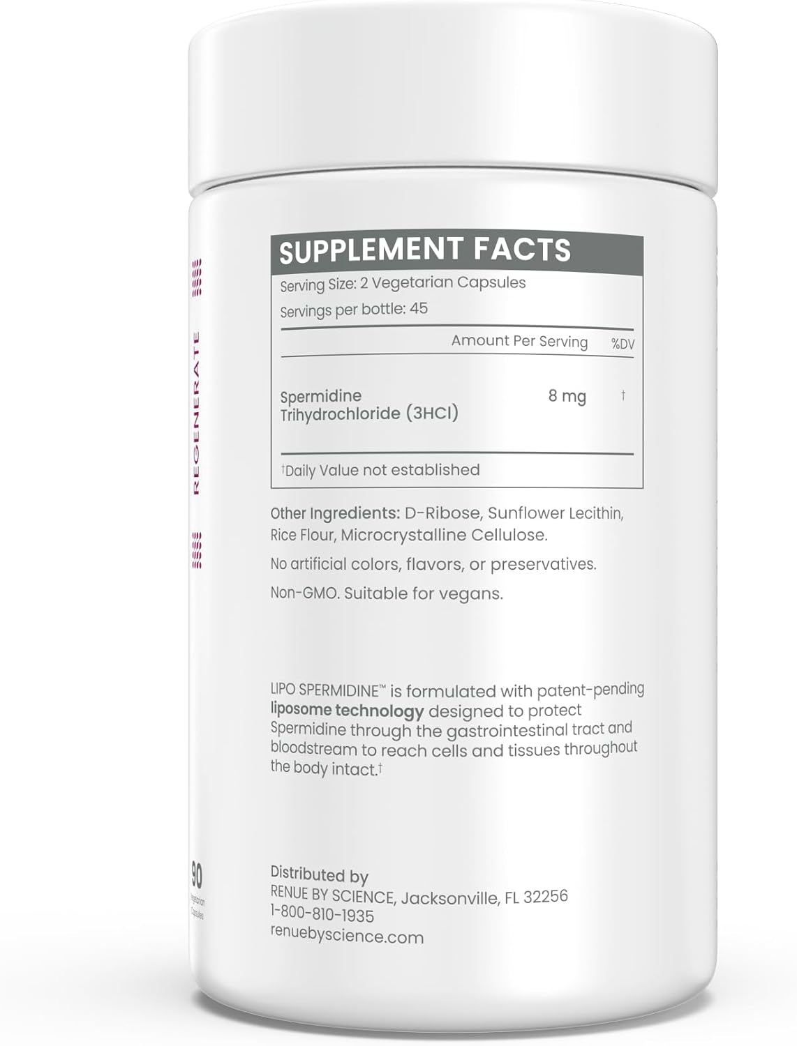 Renue By Science Spermidine Supplements | Liposomal Spermidine Supplements for Women and Men | 90 Capsules - 8mg Spermidine per Serving | Non-GMO & Allergen Free | Made in the USA Third-Party Tested