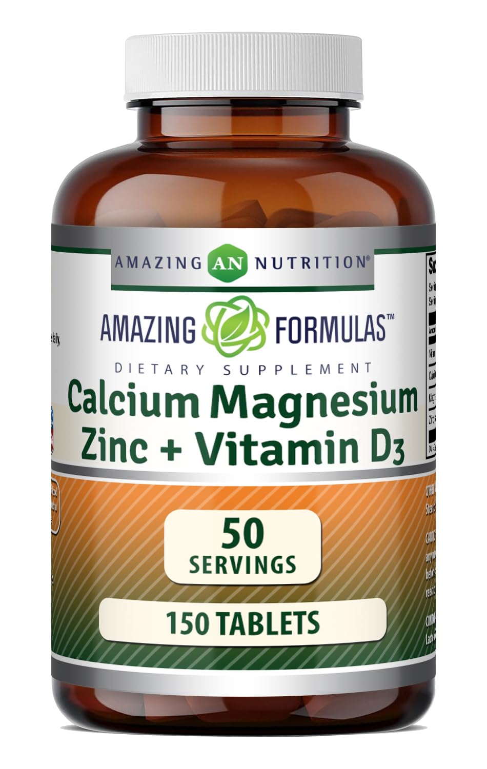 Amazing Formulas Calcium Magnesium Zinc D3-300 Tablets Per Bottle Supplement (Calcium 1000mg - Magnesium 400mg - Zinc 25mg Plus Vitamin D3 600 IU - Per Serving of 3 Tablets)