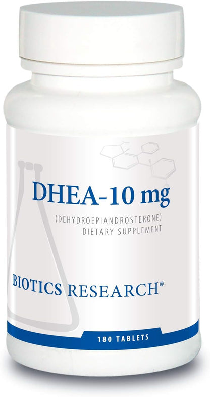 BIOTICS RESEARCH DHEA 10 Milligram Hormonal Balance, Metabolism, Improved Mood and Outlook, Age Gracefully, Healthy Stress Response, 180 Tablets
