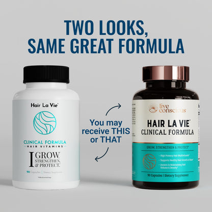 Hair La Vie Live Conscious Clinical Formula Hair Growth Vitamins for Women and Men w/Biotin, Collagen & Saw Palmetto (Pack of 1)