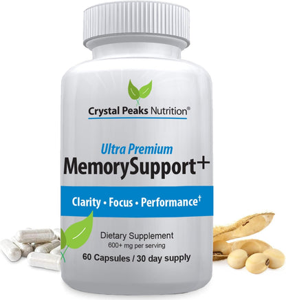 Memory Boost + Brain Support Supplement – Nootropic for Focus, Concentration, Memory. Enhanced Energy, Recall and Alertness - 60 Capsules/30-day Supply.