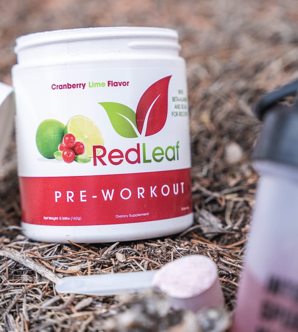 Red Leaf Pre Workout Energizer Powder, BCAA's, Beta-Alanine, Amino Acids and Green Tea