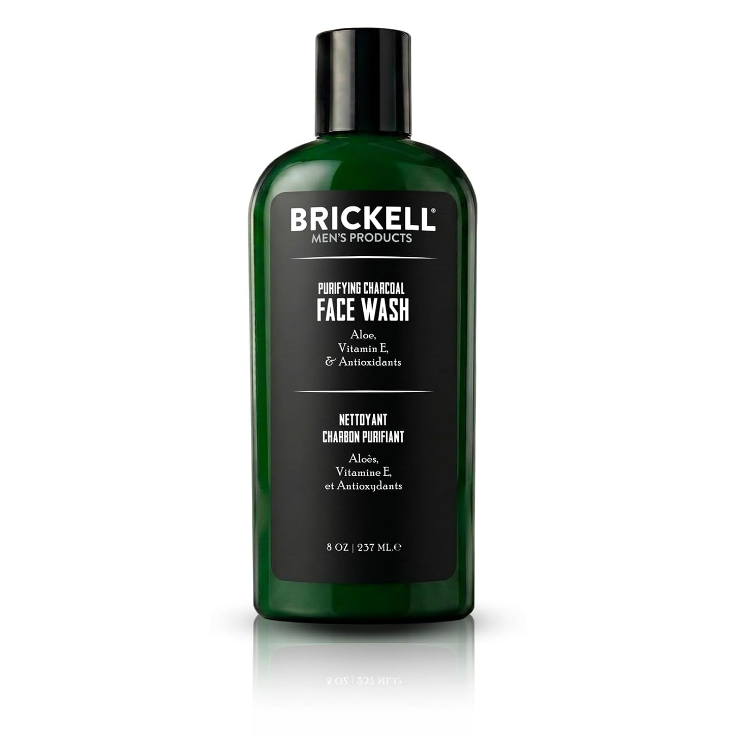 Brickell Men's Purifying Charcoal Face Wash for Men, Daily Facial Cleanser, With Charcoal, Vitamin E, and Hyaluronic Acid, 8 Ounce, Scented