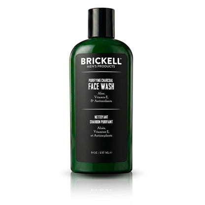 Brickell Men's Purifying Charcoal Face Wash for Men, Daily Facial Cleanser, With Charcoal, Vitamin E, and Hyaluronic Acid, 8 Ounce, Scented