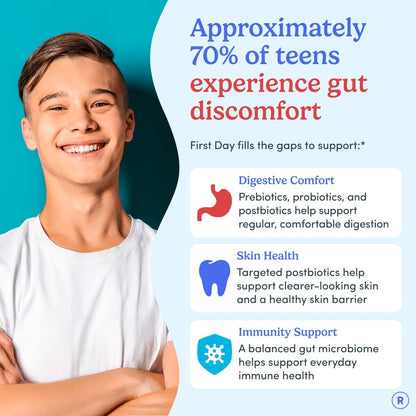 FIRST DAY Teens Tropical Tribiotic Gummies & Orange Multivitamin Gummies | Daily Nutrients, Immunity, & Gut Health | Clean Label Project Verified® | Vegan | 30-Day Supply