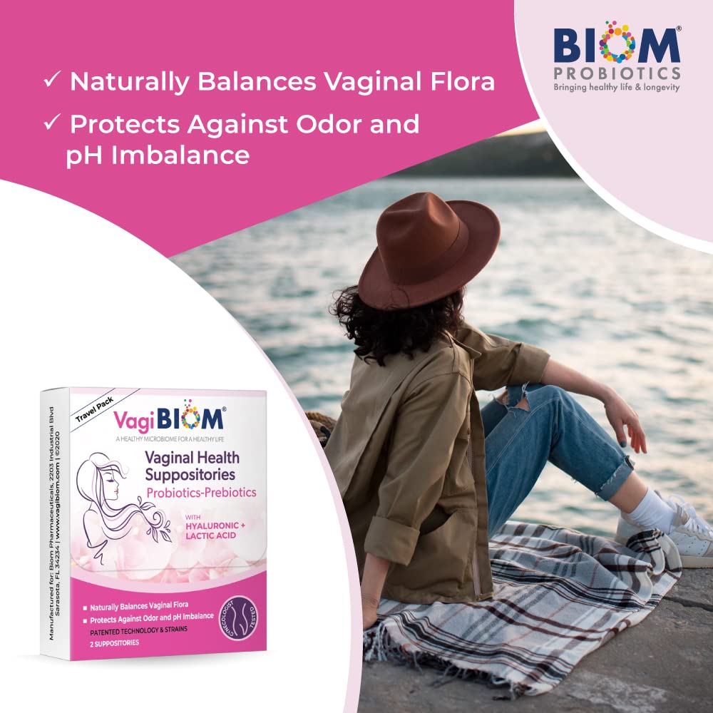 VagiBiom Probioitc Suppository Convenient Travel Pack with 2 Suppositories