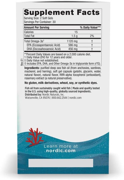 Nordic Naturals Ultimate Omega 2X Teen, Strawberry - 60 Mini Soft Gels - 1120 mg Total Omega-3s with EPA & DHA - Brain Health, Positive Mood, Social Development, Learning - Non-GMO - 30 Servings | 2X for teens. EPA+DHA supports brain, mood & social develo