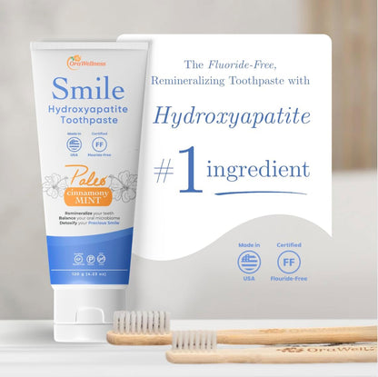 OraWellness Nut Free Healthy Mouth Blend Tooth Oil 3 Pack + Smile Cinnamony Mint Toothpaste, American Made Flouride Free Hydroxyapatite Toothpaste with Remineralizing Xylitol & Non Nano Hydroxyapatite