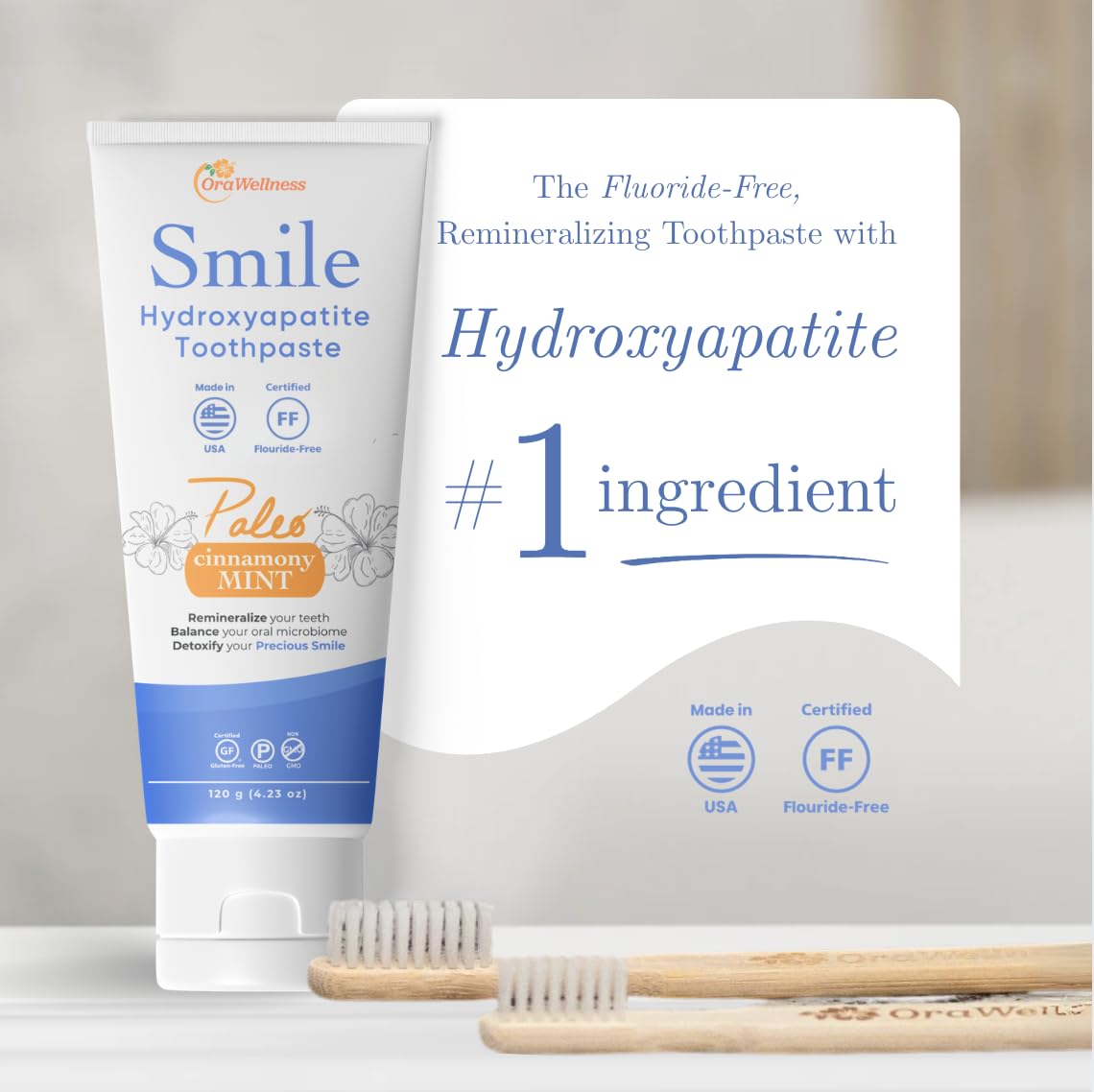 OraWellness Healthy Mouth Blend Tooth Oil 3 Pack + Smile Cinnamony Mint Toothpaste, American Made Flouride Free Hydroxyapatite Toothpaste with Remineralizing Xylitol & Non Nano Hydroxyapatite