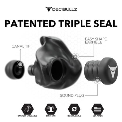 Decibullz - Custom Molded Earplugs, 31dB Highest NRR, Comfortable Hearing Protection