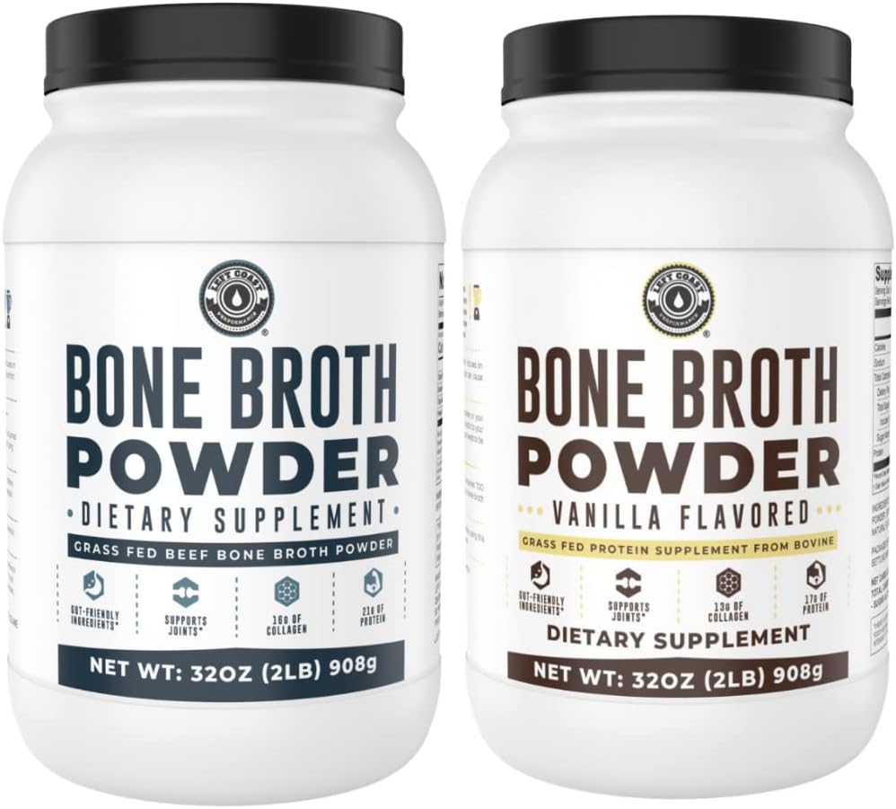 Left Coast Performance 2lb Pure Bone Broth and 2lb Vanilla Bone Broth