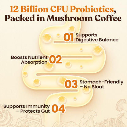 Venture Pal Mushroom Coffee, 12 Mushrooms, Focus & Digestion, 40 Servings | 12 Adaptogenic Mushrooms with Lion's Mane, Cordyceps, Reishi, Turkey Tail, Ashwagandha & Probiotics, Low Caffeine & Calories