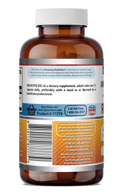 Amazing Formulas Riboflavin 400 mg Capsules | Vitamin B2 Supplement | Non-GMO | Gluten Free | Made in USA (240 Count)
