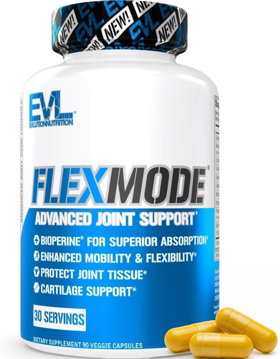 High Absorption Joint Support Supplement - Evlution FLEXMODE Joint Supplement with Advanced Joint Vitamins Including Glucosamine Chondroitin MSM Boswellia and Hyaluronic Acid - 30 Servings