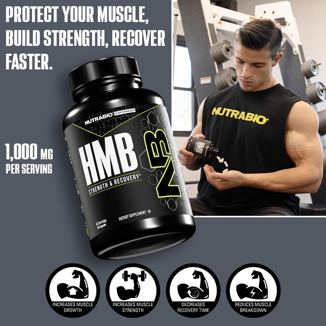NutraBio HMB Supplement, Amino Acid, 1000mg, 120 Capsules