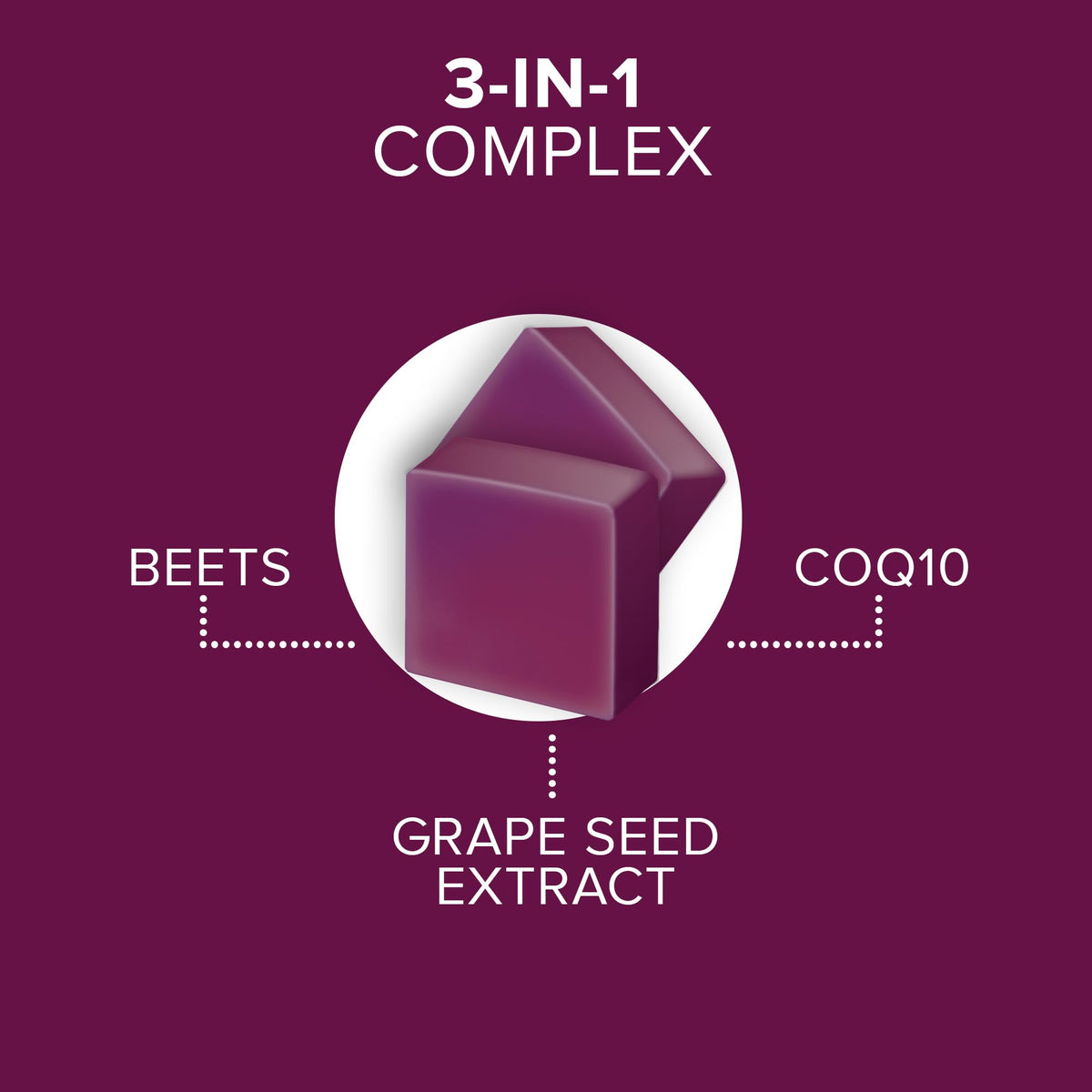 Qunol Beets Chews for Blood Pressure Support, 3 in 1 Beets + CoQ10 + Grape Seed Extract