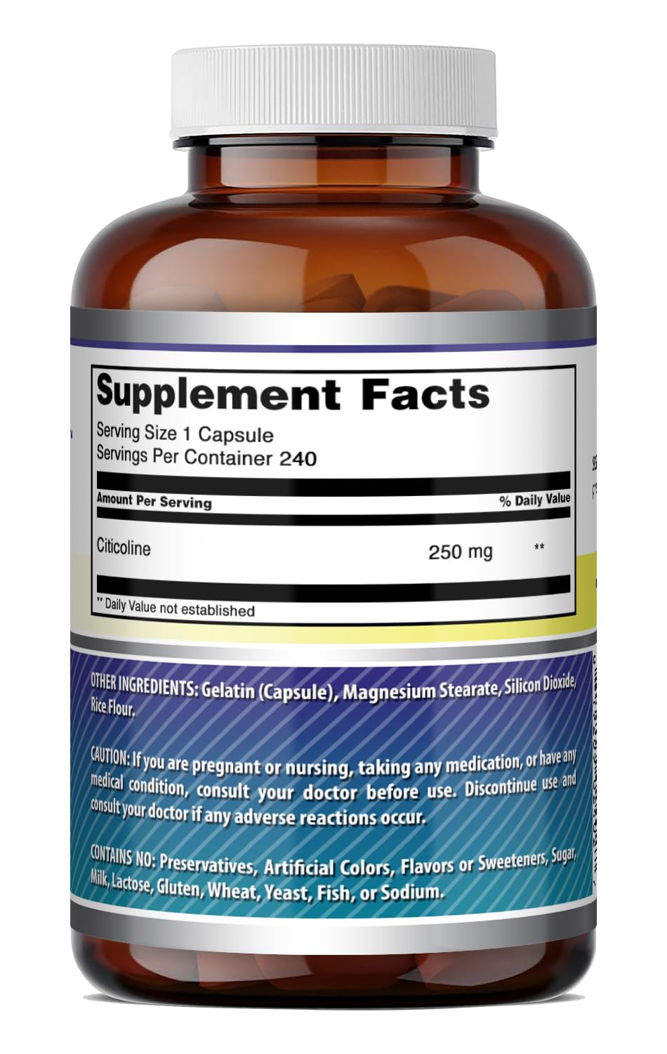 Amazing Formulas Citicoline 250 mg | Capsules Supplement | Non-GMO | Gluten Free | Made in USA (60 Count)