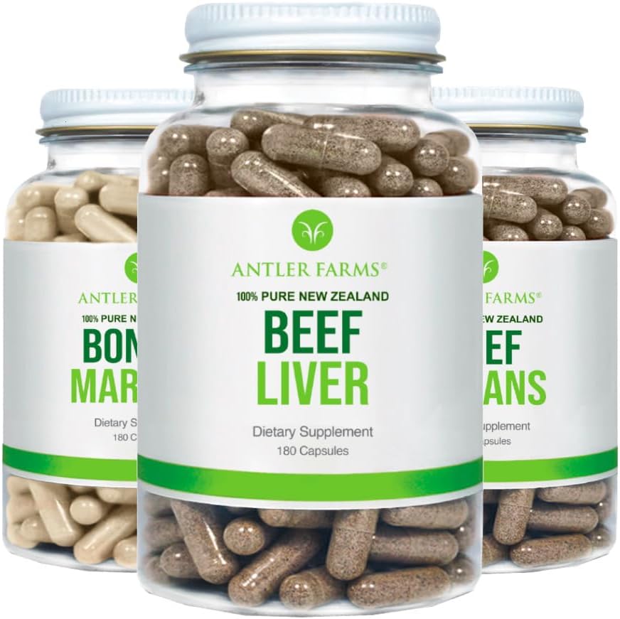 Antler Farms New Zealand Primal Pack - 3 Bottle Bundle | Grass Fed Beef Liver, Beef Organs, Bone & Marrow Supplement Bundle, Cold Processed, Pure and Clean, 3 Bottles