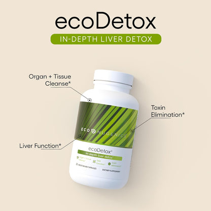 EcoNugenics ecoDetox Supplement for Liver Detox & Total Body Cleanse – Helps Enhance Digestive Health & Energy – Formulation w/Milk Thistle, Vitamin B12, Magnesium & More – 90 Capsules