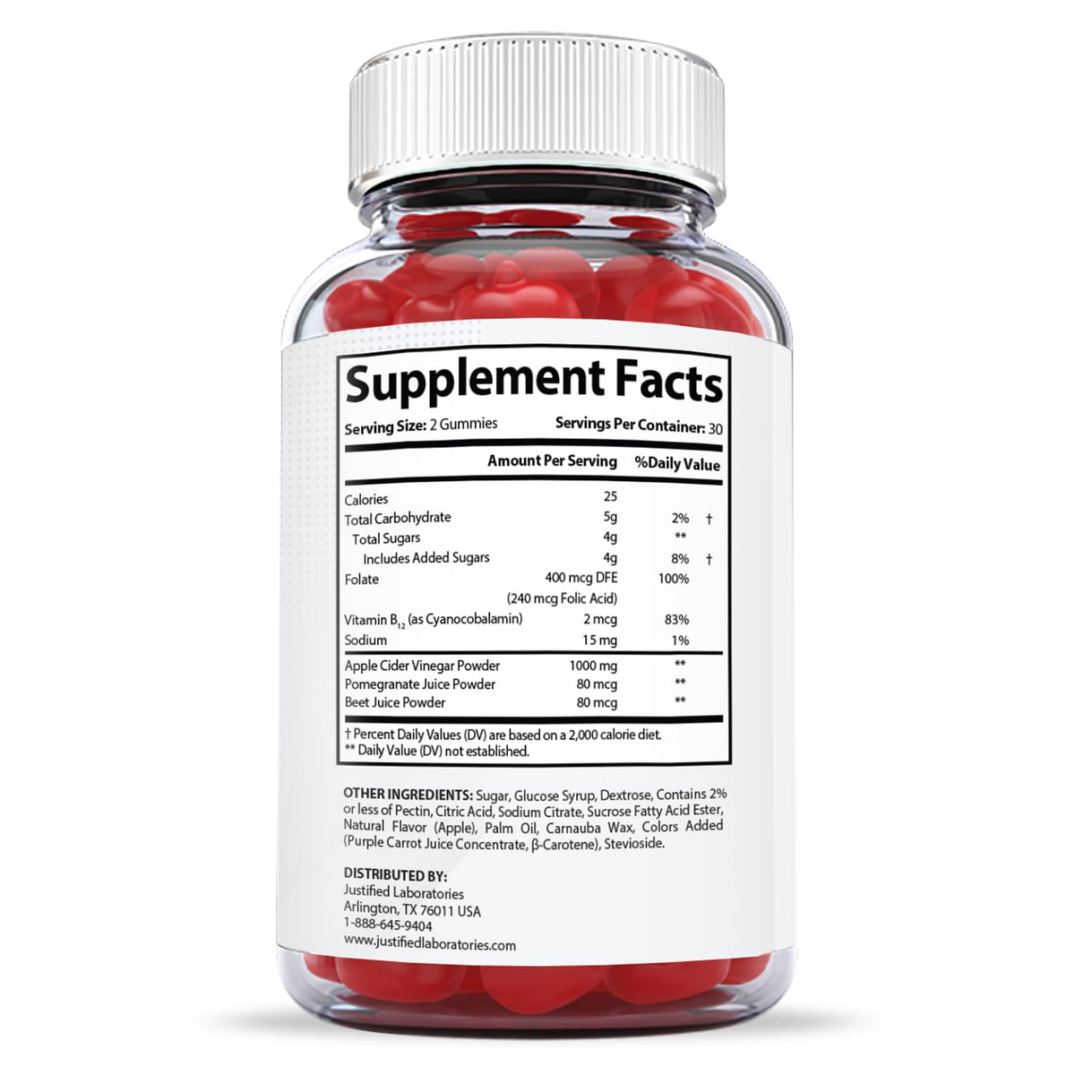Justified Laboratories (3 Pack X Slim Keto ACV Gummies 1000MG Xslim Vegan Non GMO