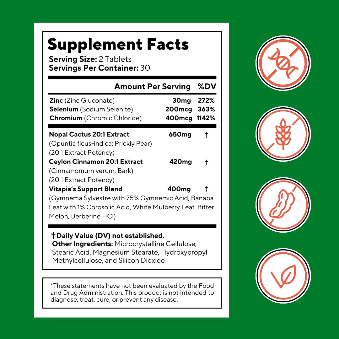 Vitapia Nopal Cactus Extract for Antioxidant, Skin, Metabolism, Wellness, Heart Health Support - 120 Veggie Capsules - Non GMO, Gluten Free Supplement