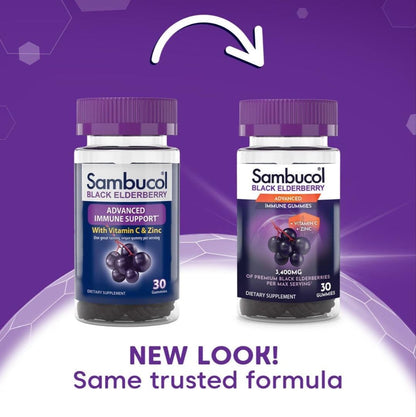 Sambucol Black Elderberry Gummies with Vitamin C & Zinc - Sambucus Elderberry