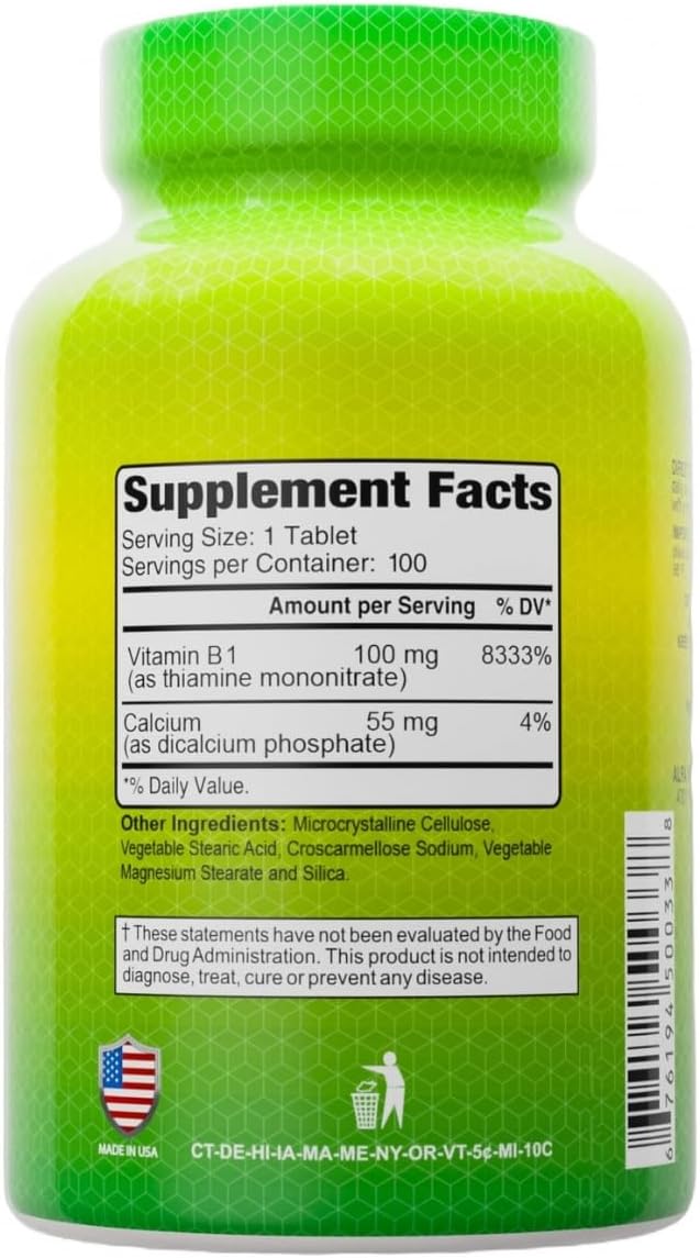 ALFA VITAMINS Vitamin B-1 100 Mg 100 Tablets. Thiamine