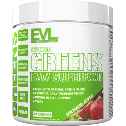 Evlution Greens and Superfoods Energy Drink Powder - EVL Super Greens Powder Smoothie Mix with Caffeine Spirulina Chlorella and Wheat Grass - Vegan - for Energy Focus and Immunity