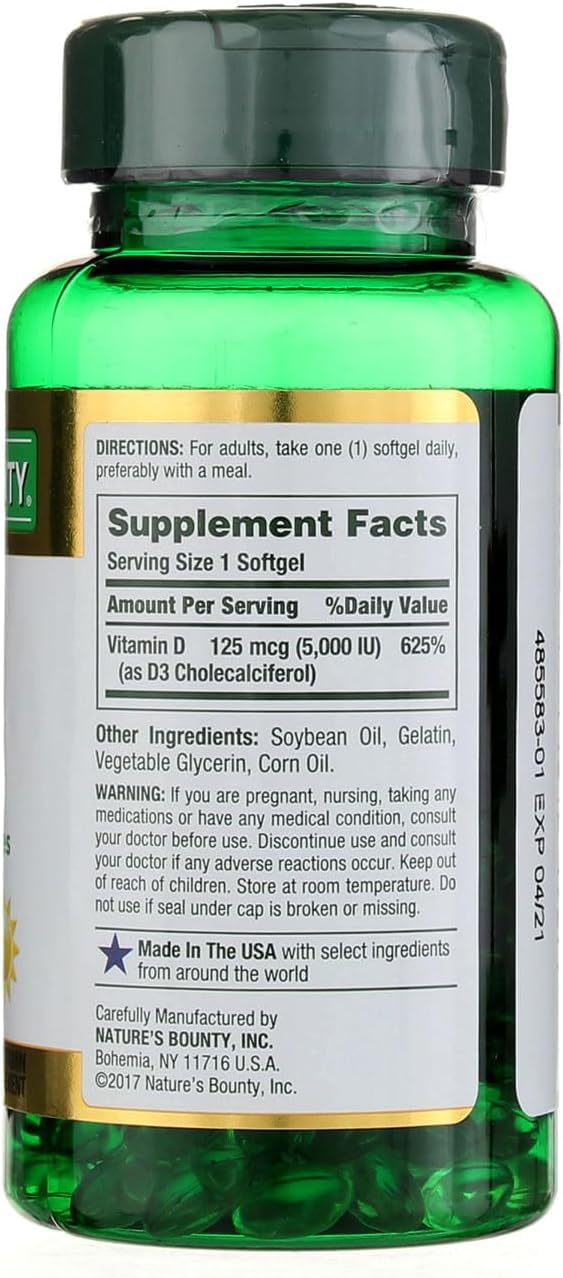 Nature's Bounty Immune Health Vitamin D3 5000 iu, Rapid Release 400 Softgels