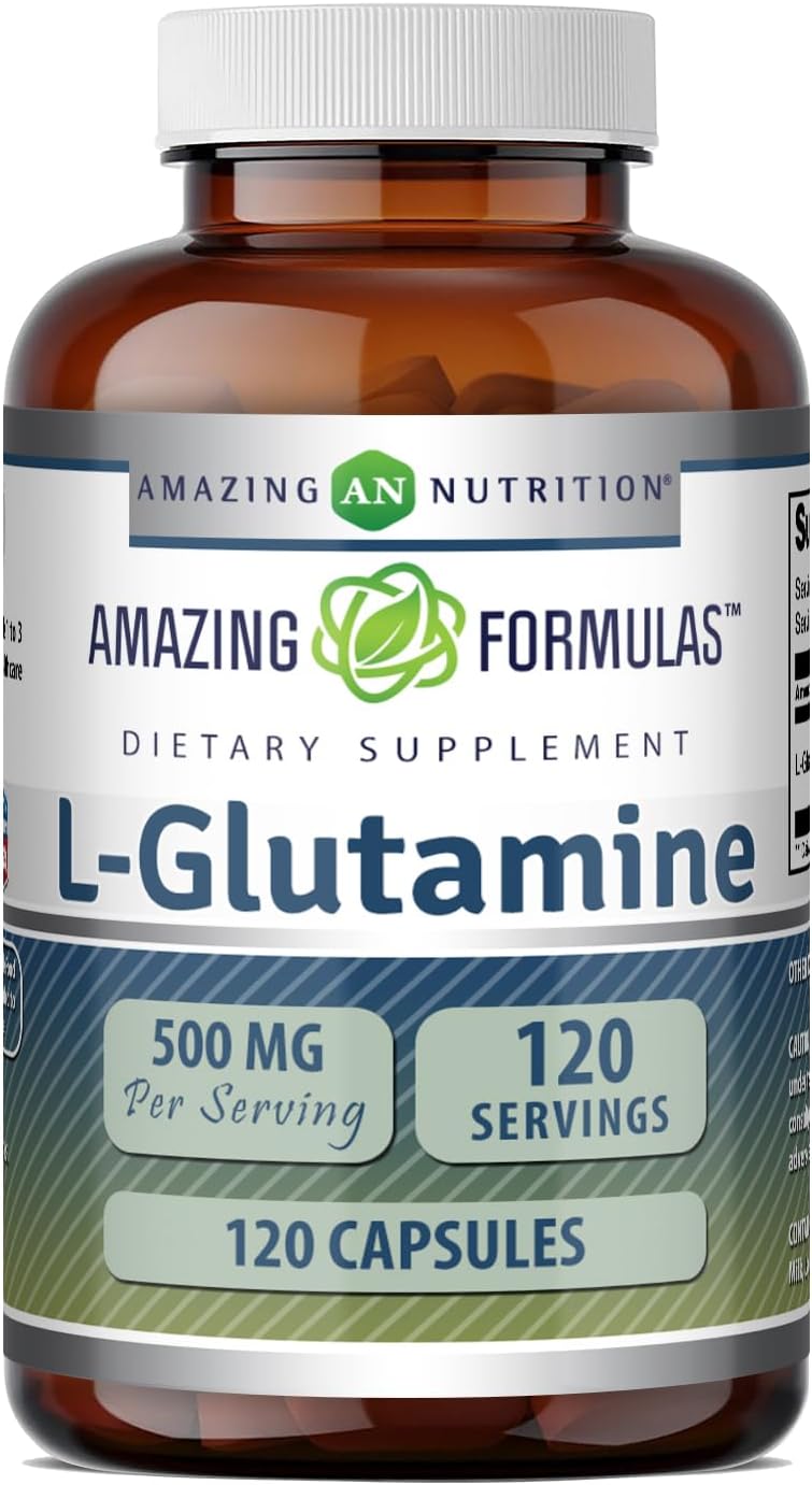 Amazing Formulas L-Glutamine Amino Acid Supplement | 500 Mg | Capsules | Non-GMO | Gluten-Free | Made in USA (1 Pack | 120 Count)