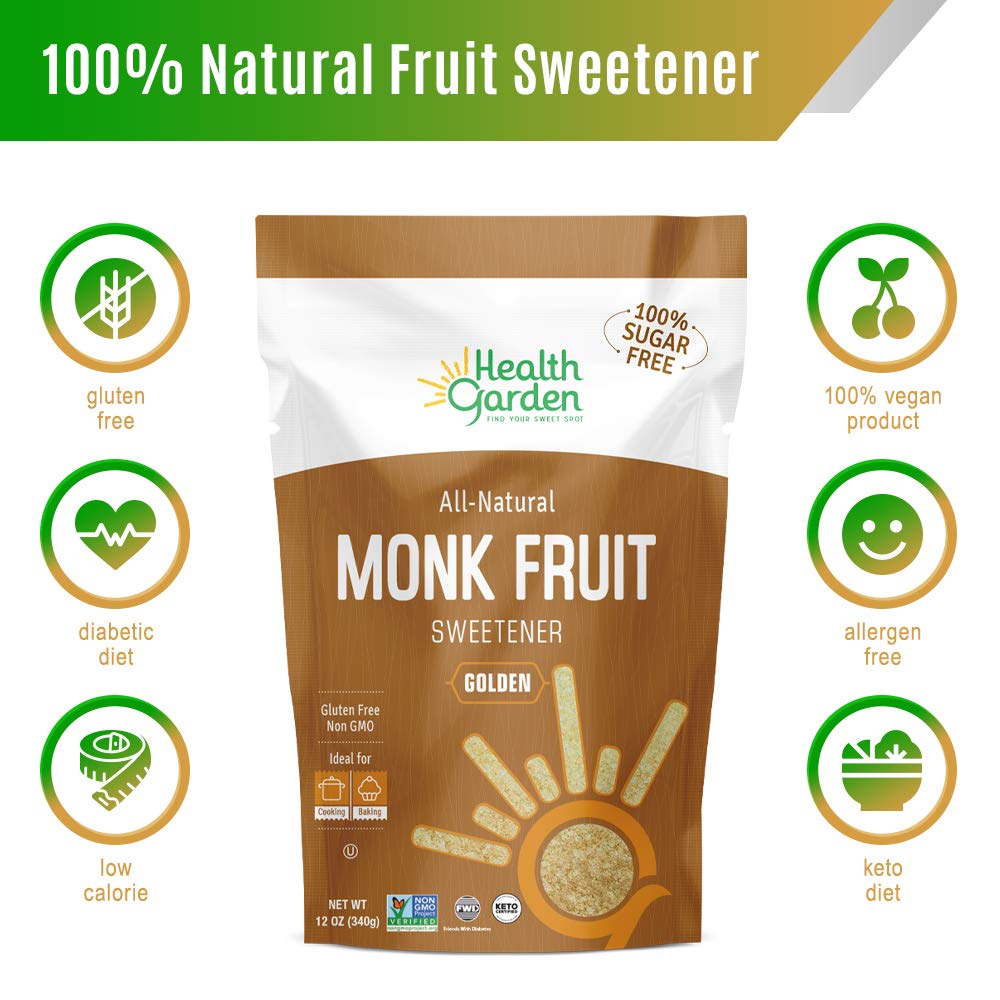 Health Garden Monk Fruit Sweetener, Golden Sugar Substitute - 2.5 lb