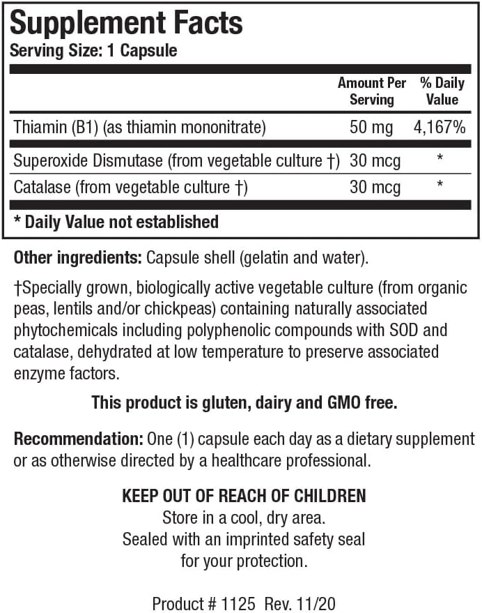BIOTICS RESEARCH Thiamin 50™ – High Potency Vitamin B1, 50 mg, Energy Production, Metabolic Support, Cardiovascular Health, Brain Health. 90 Capsules